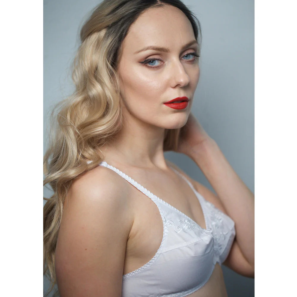 Lily - Softest Low Cut Floral Embroidered Cotton Bra