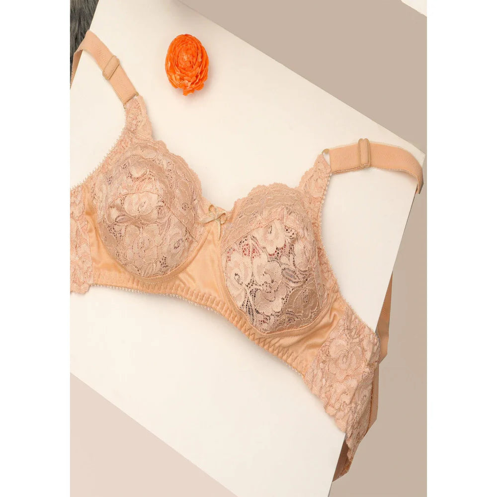 Maroon Marvel - Non Padded Wirefree Stretchable Bra with Lacy Cups